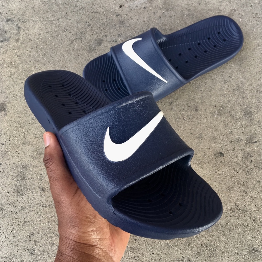 NAVYS NIKE KAWA SHOWER SANDALS SWOOSH WHITES WATER - Picture 4 of 4